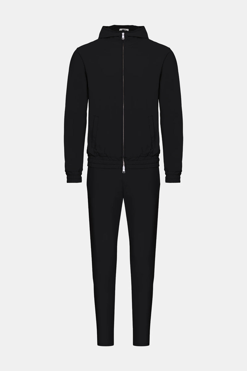 Noir Black Hooded Tech Suit